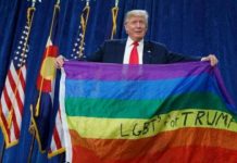 Donald Trump mit Regenbogenflagge