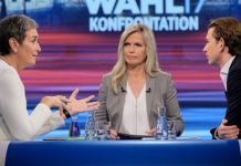 Ulrike Lunacek und Sebastian Kurz im TV-Duell