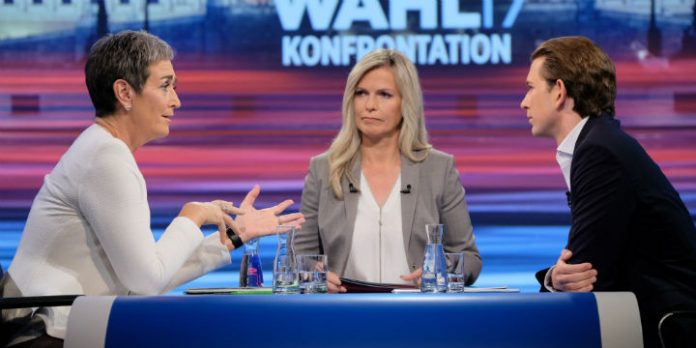 Ulrike Lunacek und Sebastian Kurz im TV-Duell