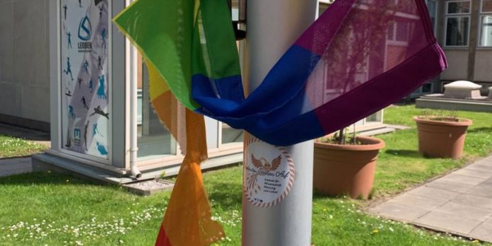 Beschädigte Regenbogenflagge vor der Montanuniversität Leoben